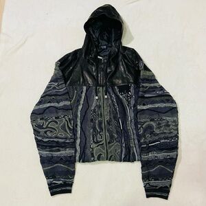 Coogi knit leather sweater jacket